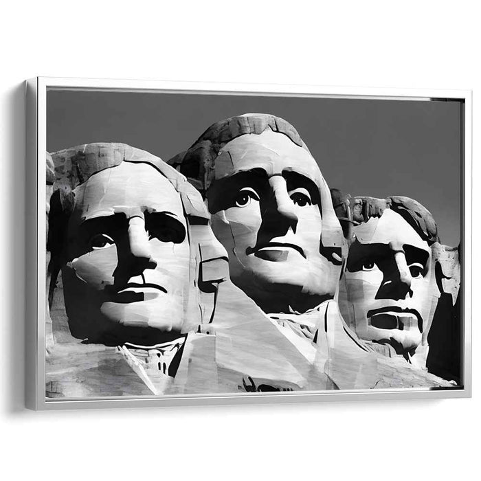 Presidential Majesty: Black and White Photograph of Mount Rushmore