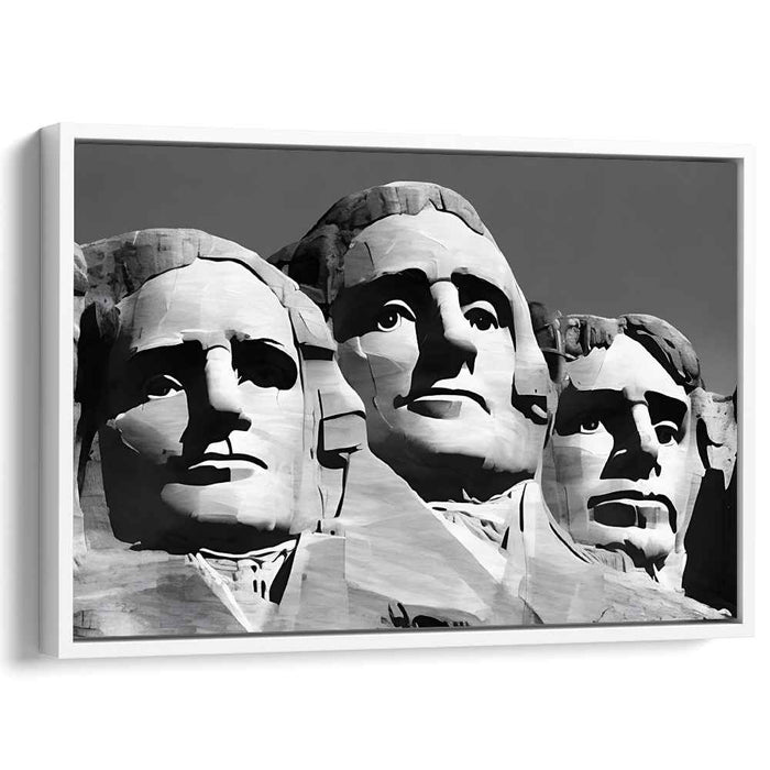 Presidential Majesty: Black and White Photograph of Mount Rushmore