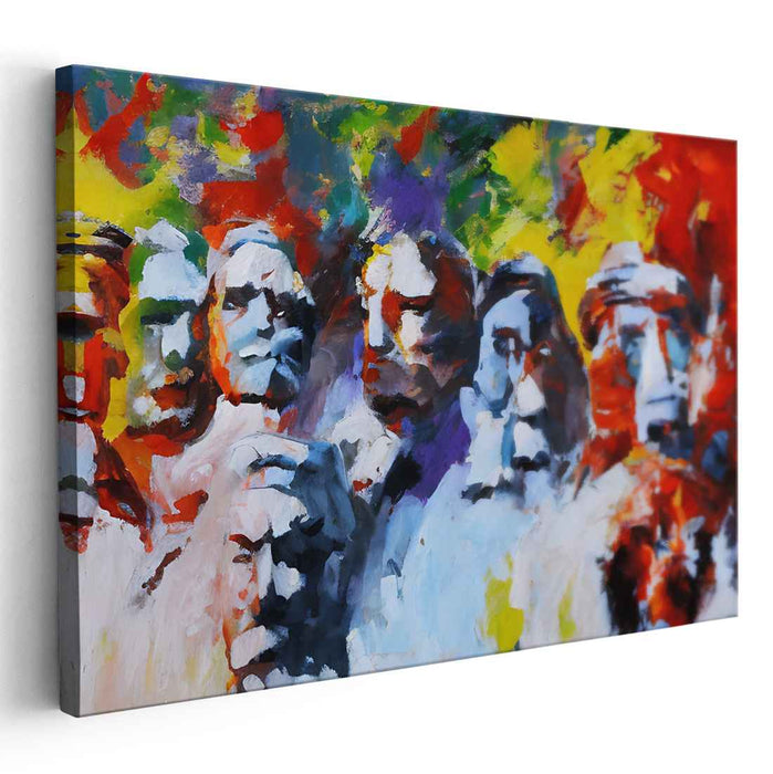 Vibrant Contemplations: Abstract Expressionist Human Figures Canvas Art Print