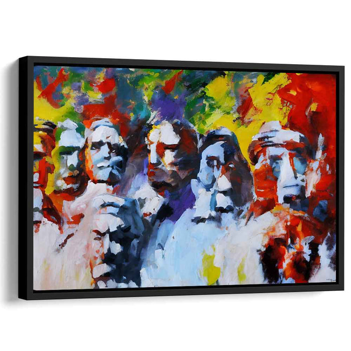 Vibrant Contemplations: Abstract Expressionist Human Figures Canvas Art Print