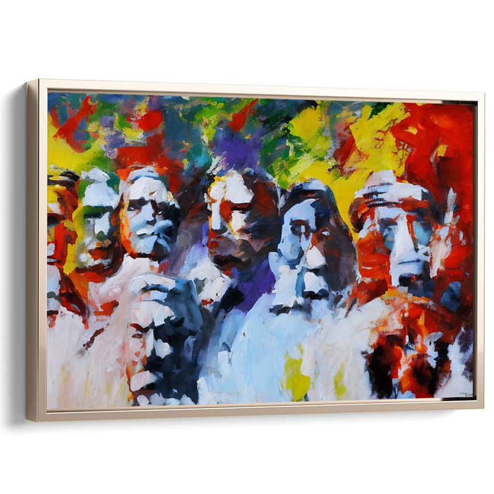 Vibrant Contemplations: Abstract Expressionist Human Figures Canvas Art Print