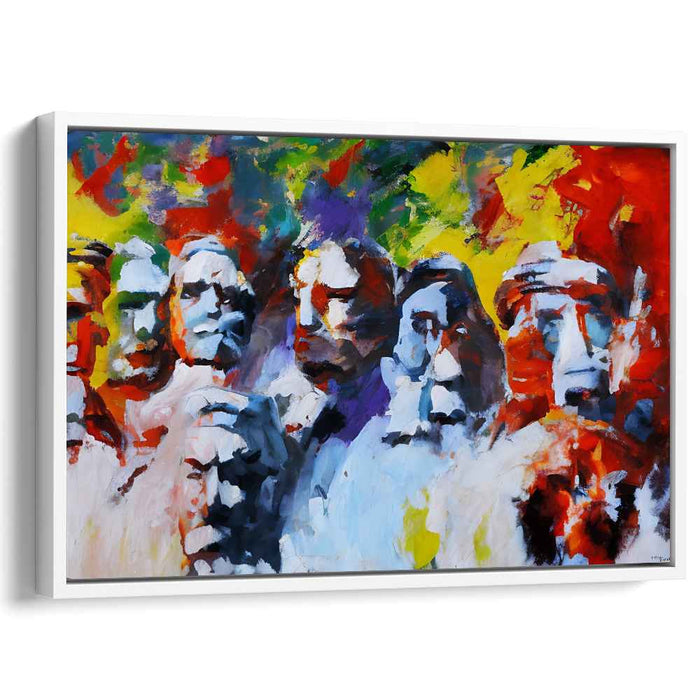 Vibrant Contemplations: Abstract Expressionist Human Figures Canvas Art Print