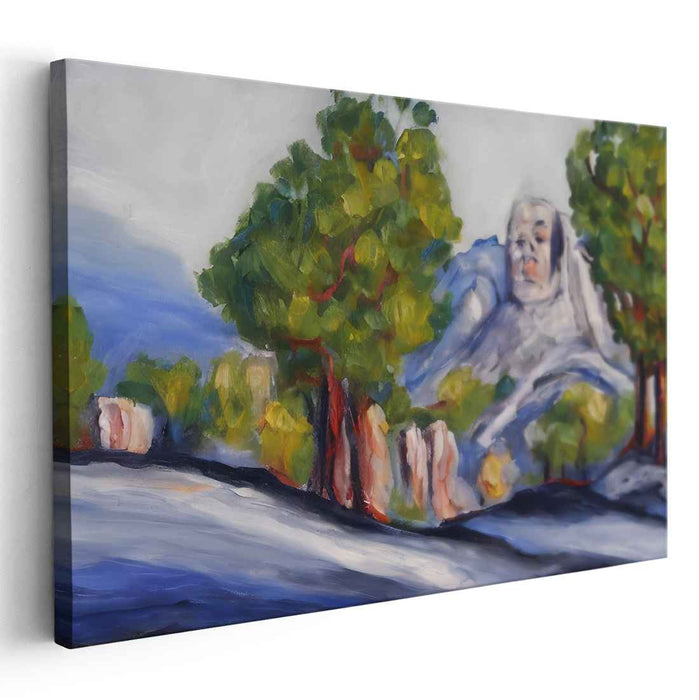 Mystic Mountain: Surreal Landscape with Human Visage Canvas Art Print