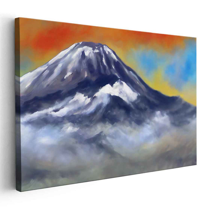 Echoes of Emerald Peaks: Vibrant Mountain Landscape Canvas Art Print