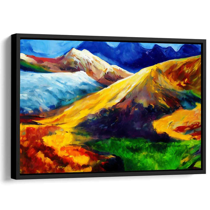 Vivid Peaks Abstract: Colorful Expressionist Mountain Range Canvas Art