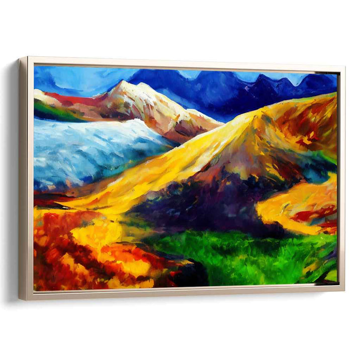 Vivid Peaks Abstract: Colorful Expressionist Mountain Range Canvas Art