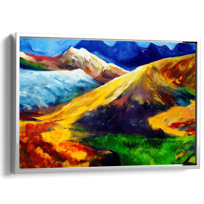 Vivid Peaks Abstract: Colorful Expressionist Mountain Range Canvas Art