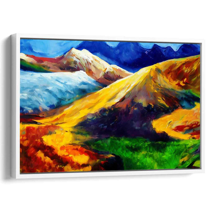 Vivid Peaks Abstract: Colorful Expressionist Mountain Range Canvas Art