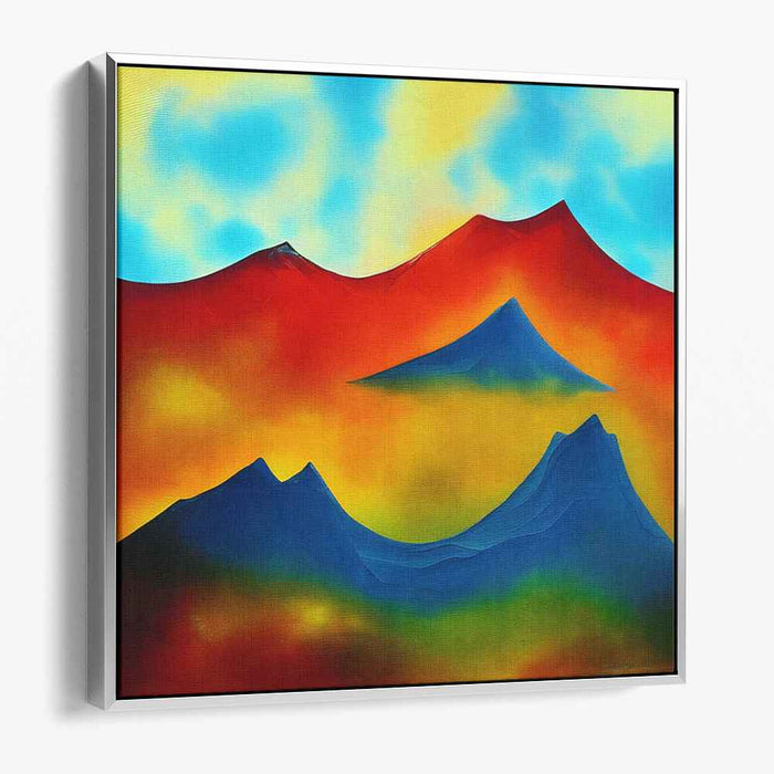 Ethereal Peak Fantasia: Surreal Mountain Landscape in Vivid Hues