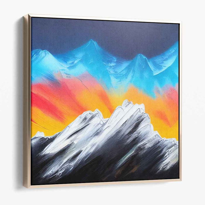 Ethereal Dawn Over Peaks: A Vivid Mountain Sunrise Landscape Canvas Art