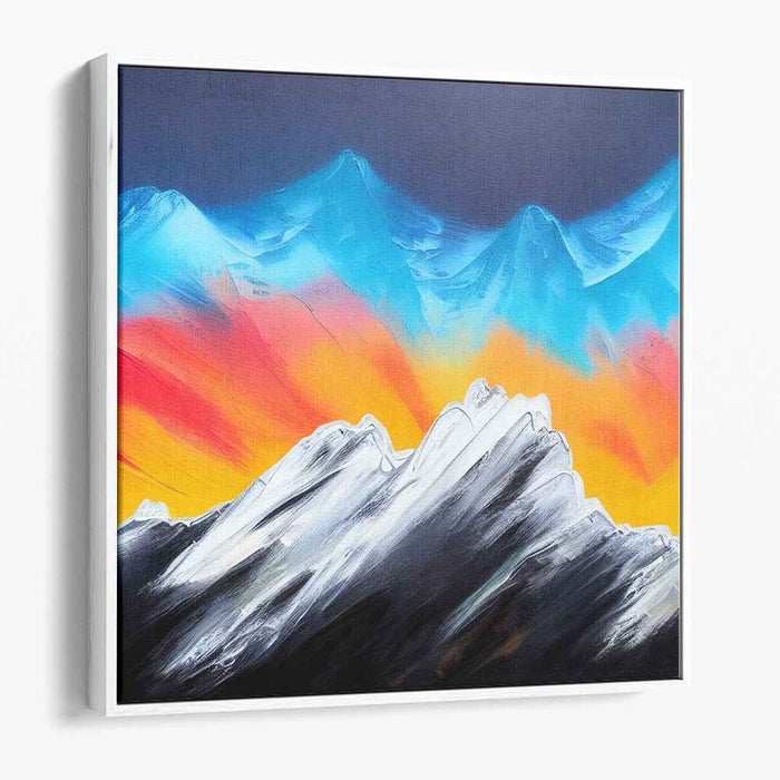 Ethereal Dawn Over Peaks: A Vivid Mountain Sunrise Landscape Canvas Art