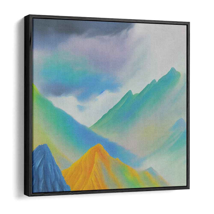 Misty Peaks Reverie: Dreamlike Mountain Landscape Canvas Art Print