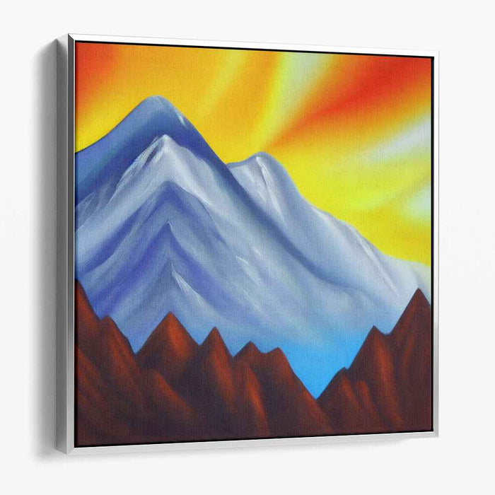 Frosty Peaks Awaken to Dawn: Vibrant Sunrise Over Snow-Capped Mountains Canvas Art