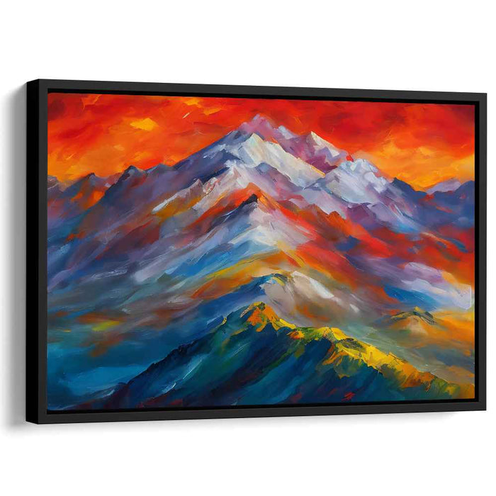 Majestic Peaks Resonance: Vivid Mountain Landscape Canvas Art