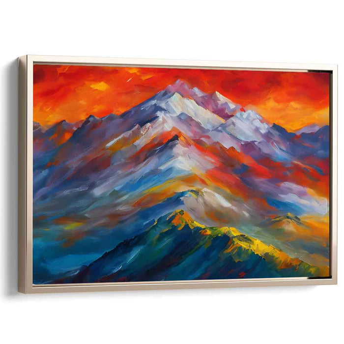 Majestic Peaks Resonance: Vivid Mountain Landscape Canvas Art