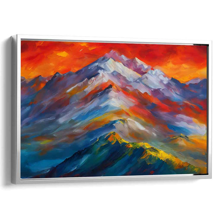 Majestic Peaks Resonance: Vivid Mountain Landscape Canvas Art