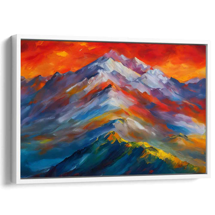 Majestic Peaks Resonance: Vivid Mountain Landscape Canvas Art