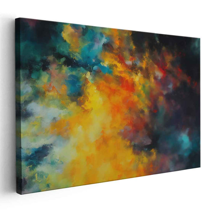 Explosive Radiance: Abstract Expressionist Color Burst Canvas Art Print