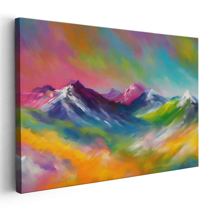 Ethereal Peaks Illusion: Surreal Mountain Landscape Canvas Art Print