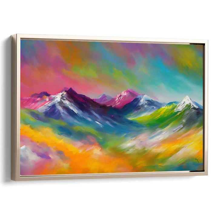 Ethereal Peaks Illusion: Surreal Mountain Landscape Canvas Art Print