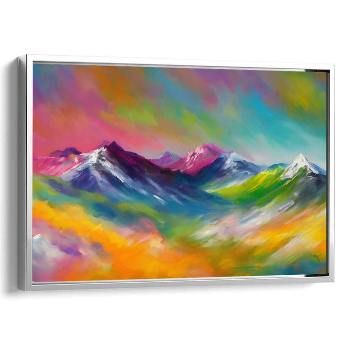 Ethereal Peaks Illusion: Surreal Mountain Landscape Canvas Art Print