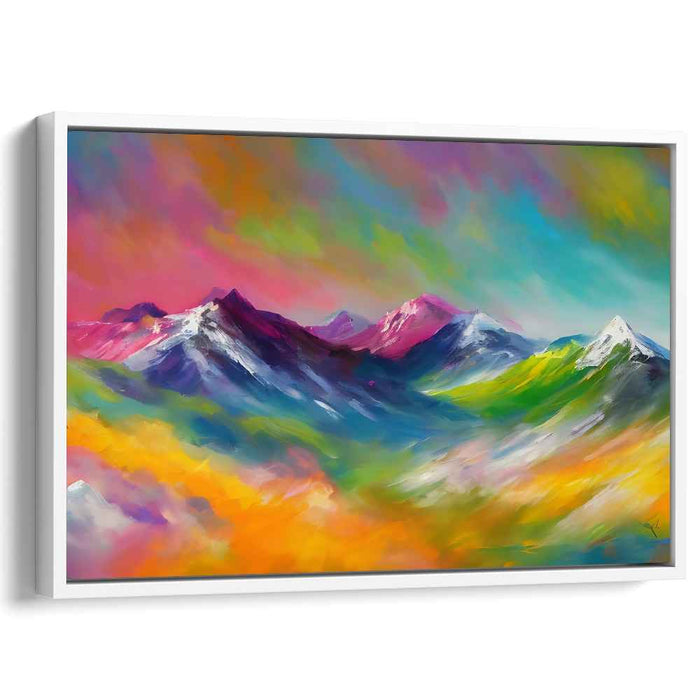 Ethereal Peaks Illusion: Surreal Mountain Landscape Canvas Art Print