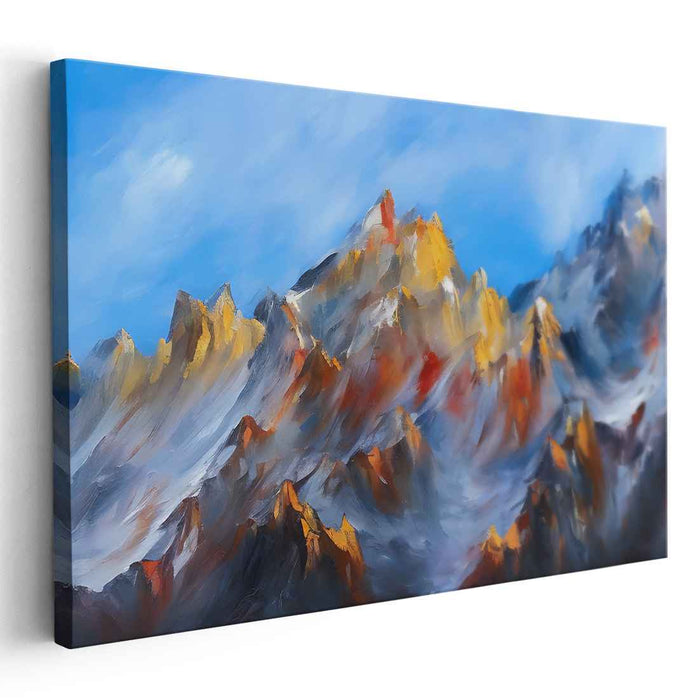 Alpenglow Peaks: Radiant Mountain Landscape Canvas Art Print