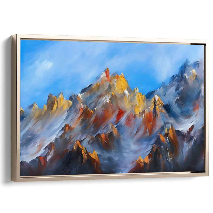 Alpenglow Peaks: Radiant Mountain Landscape Canvas Art Print