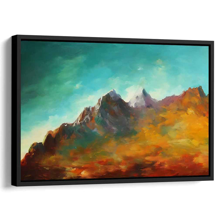 Majestic Peaks Unleashed: A Vivid Mountain Landscape Canvas Art Print