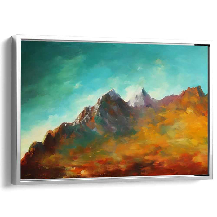 Majestic Peaks Unleashed: A Vivid Mountain Landscape Canvas Art Print
