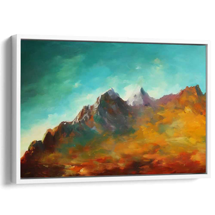 Majestic Peaks Unleashed: A Vivid Mountain Landscape Canvas Art Print