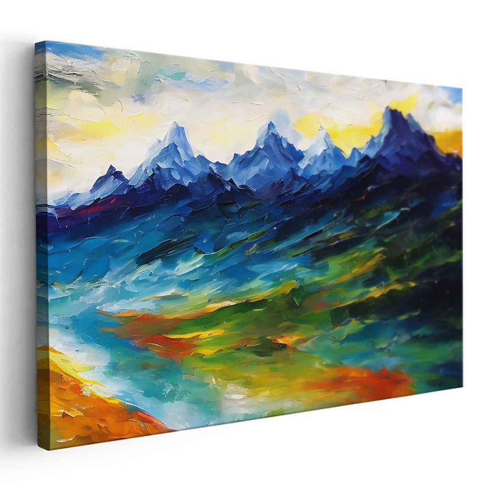Elevated Vista: Vibrant Mountain Landscape Canvas Art Print