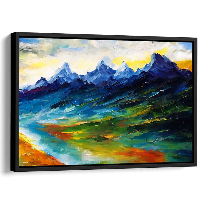 Elevated Vista: Vibrant Mountain Landscape Canvas Art Print