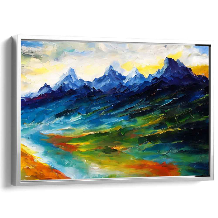 Elevated Vista: Vibrant Mountain Landscape Canvas Art Print