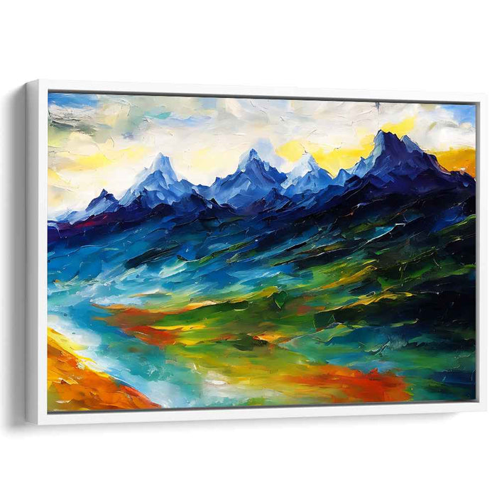 Elevated Vista: Vibrant Mountain Landscape Canvas Art Print