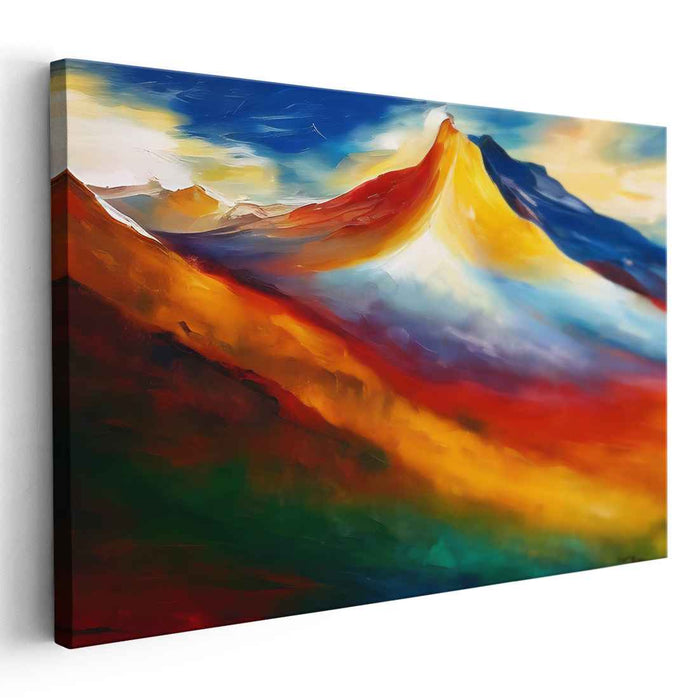 Alpine Palette: Vibrant Expressionist Mountain Landscape Canvas Art Print