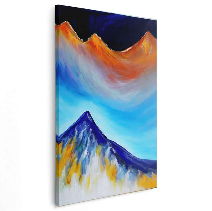 Peak Impressions: Abstract Expressionist Mountain Landscape Canvas Art Print