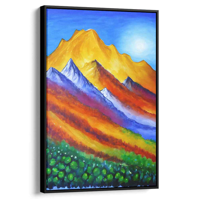 Alpine Spectrum: A Vibrant Mountain Landscape Canvas Art Print