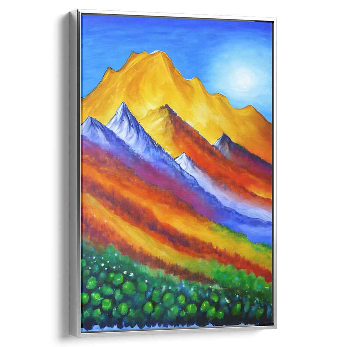 Alpine Spectrum: A Vibrant Mountain Landscape Canvas Art Print
