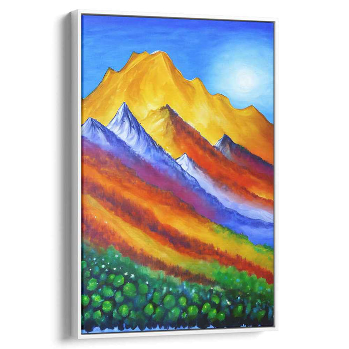Alpine Spectrum: A Vibrant Mountain Landscape Canvas Art Print