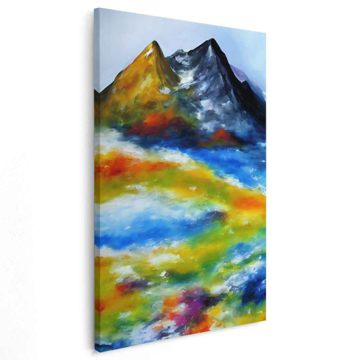 Chroma Peaks Canvas Composition: Colorful Mountain Landscape Canvas Art