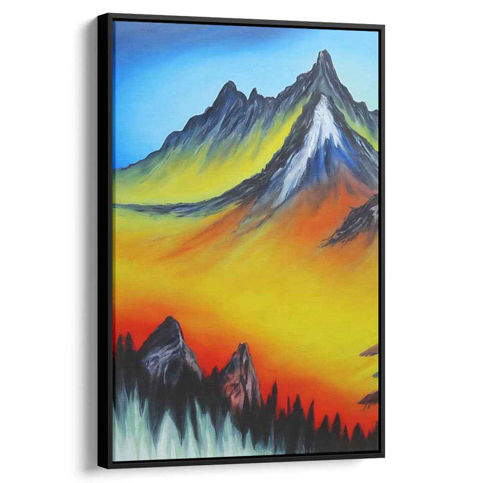 Echoes of the Ascend: Vibrant Mountain Landscape Canvas Art Print