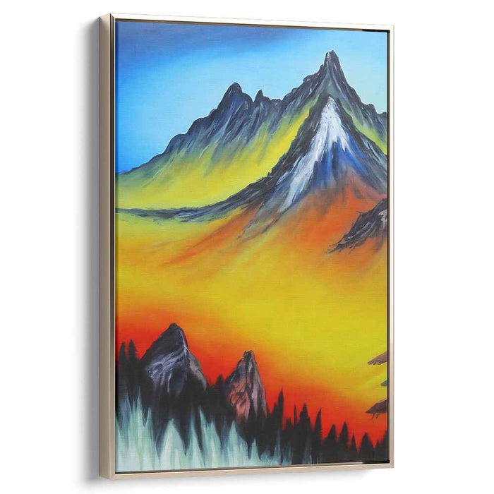 Echoes of the Ascend: Vibrant Mountain Landscape Canvas Art Print