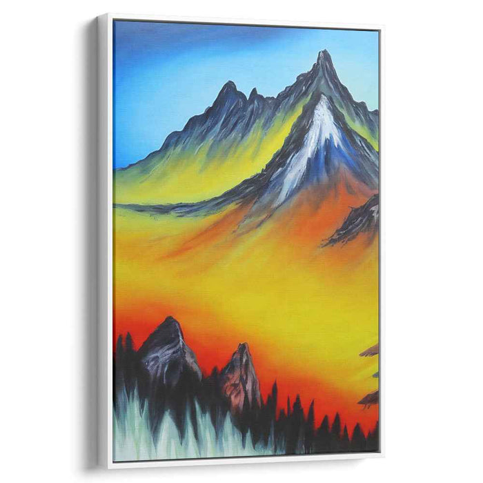 Echoes of the Ascend: Vibrant Mountain Landscape Canvas Art Print