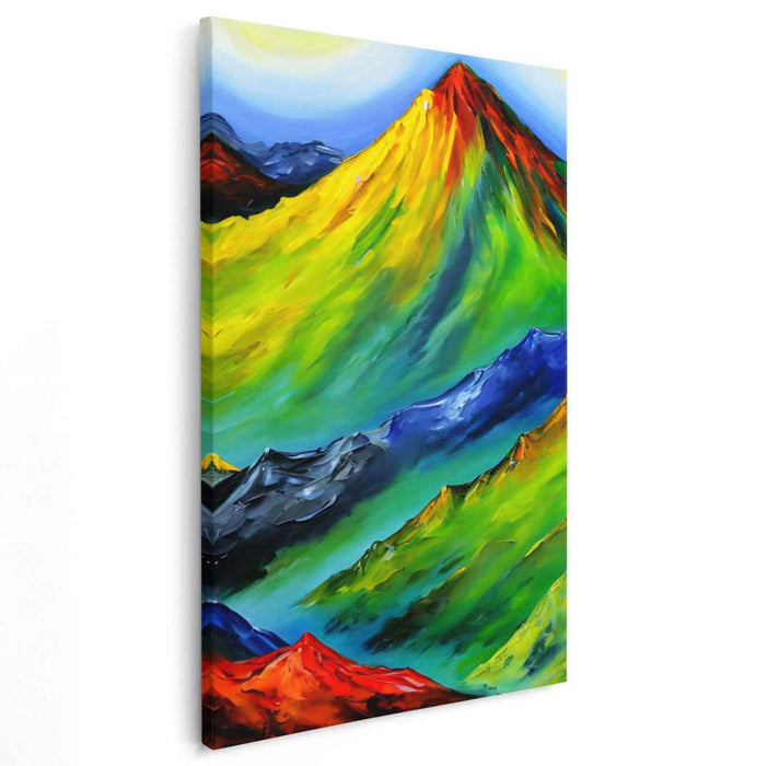 Alpine Colorways: Vivid Expressionist Mountain Landscape Canvas Art Print