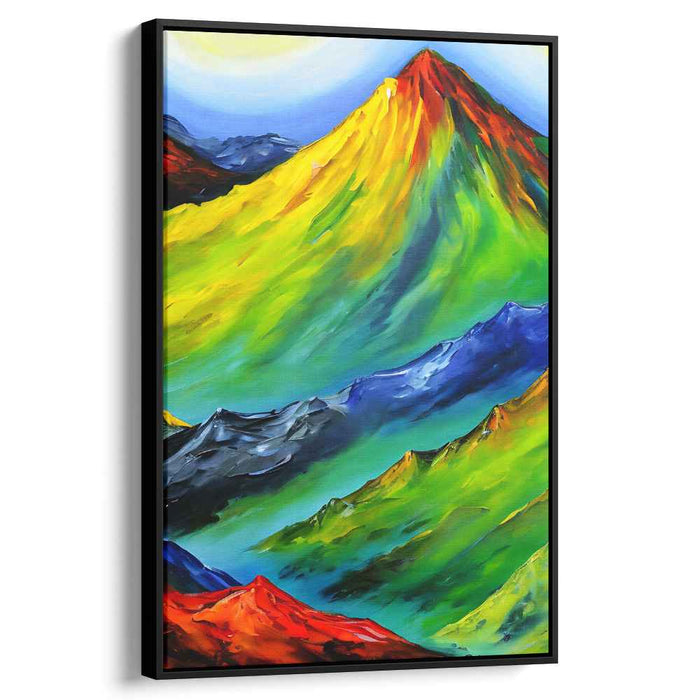 Alpine Colorways: Vivid Expressionist Mountain Landscape Canvas Art Print