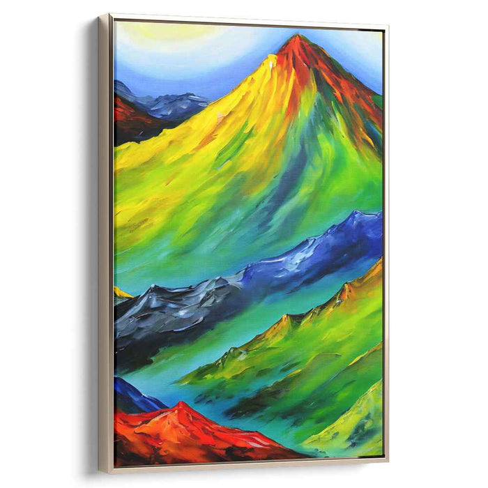 Alpine Colorways: Vivid Expressionist Mountain Landscape Canvas Art Print