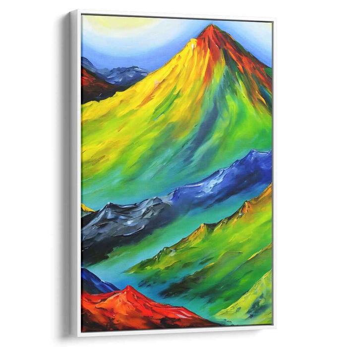 Alpine Colorways: Vivid Expressionist Mountain Landscape Canvas Art Print