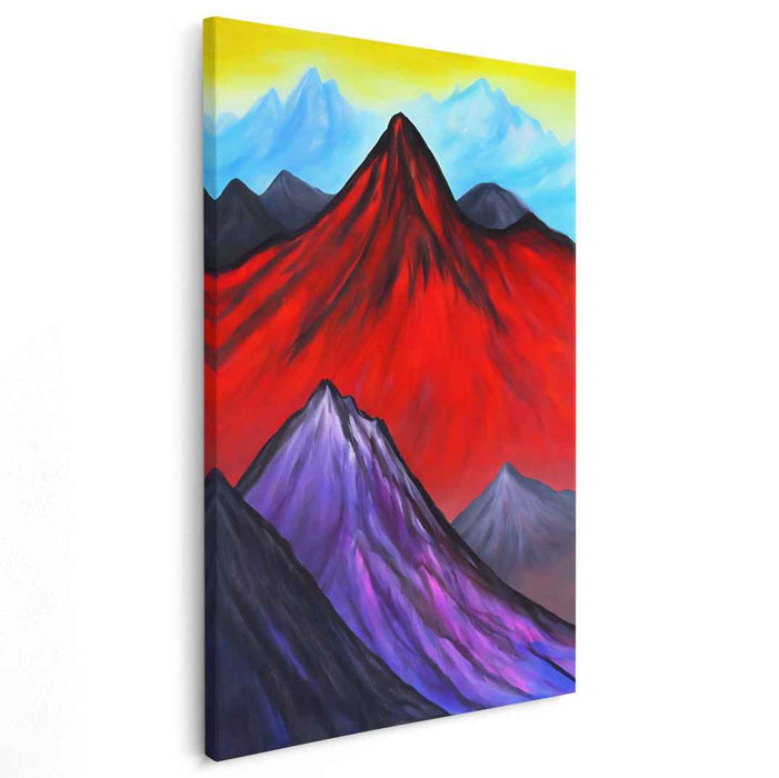 Crimson Peak: A Vivid Mountain Landscape Canvas Art