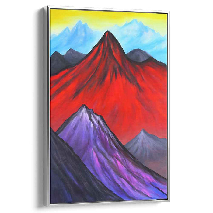 Crimson Peak: A Vivid Mountain Landscape Canvas Art